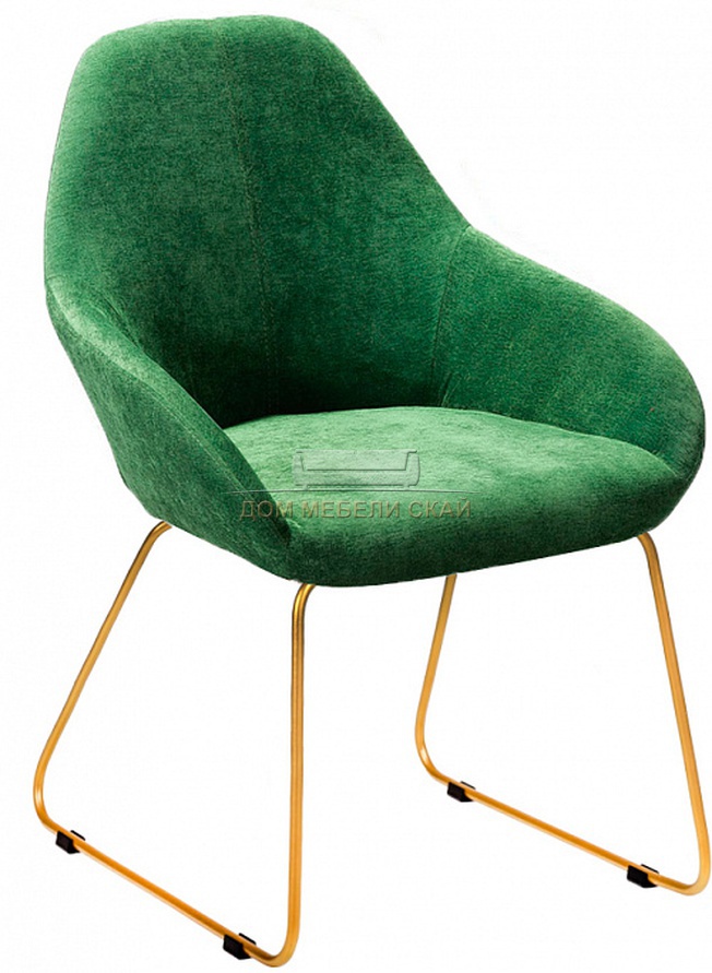 Стул-кресло Kent, велюровый зеленого цвета грин/линк золото