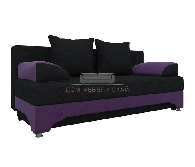 Диван-кровать Ник-2, черный/фиолетовый/микровельвет