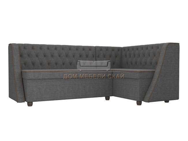 Кухонный угловой диван правый Лофт, серый/коричневый/рогожка