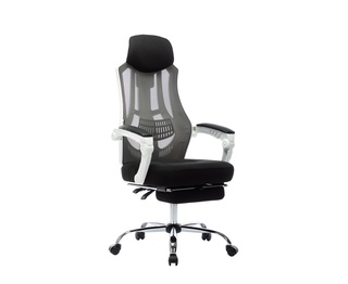 Кресло офисное 007 NEW, black white plastic/белый пластик/черная ткань/черная сетка