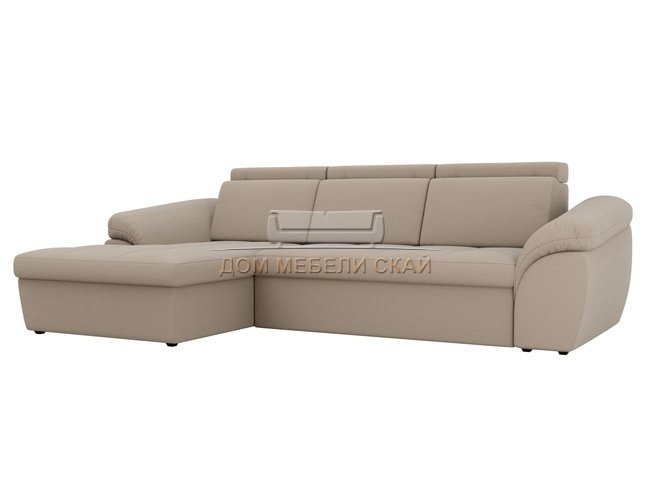 Угловой диван-кровать левый Мисандра, бежевый/рогожка