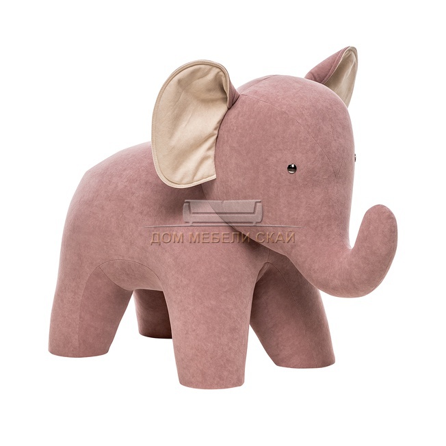 Пуф Leset Elephant, велюр розовый Omega 19/компаньон велюр бежевый Omega 02