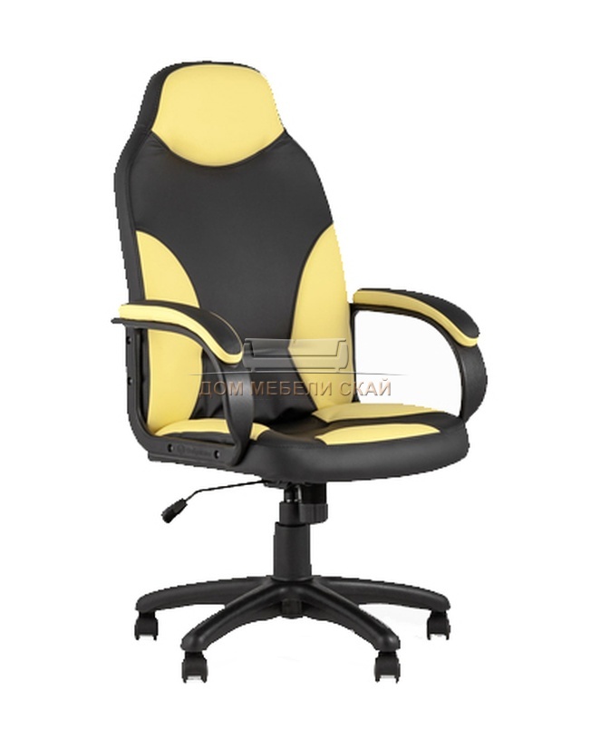 Кресло компьютерное игровое Кронос, экокожа черный/жёлтый