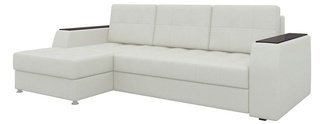 Угловой диван-кровать левый Эмир Б/С, белый/экокожа