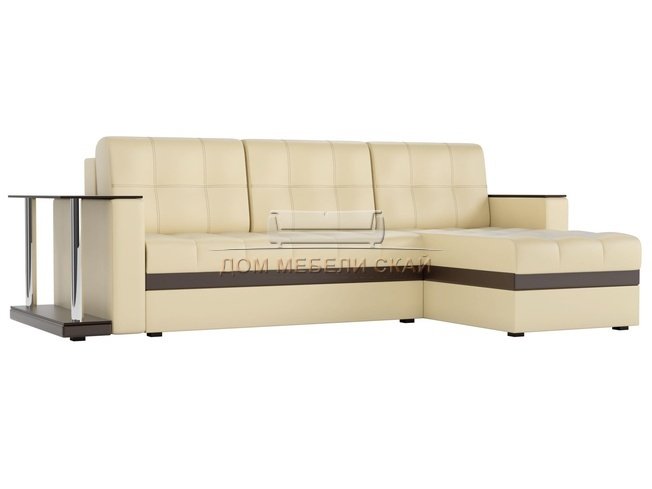 Угловой диван-кровать правый Атланта М, бежевый/экокожа