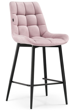 Барный стул Алст, велюровый розового цвета/черный