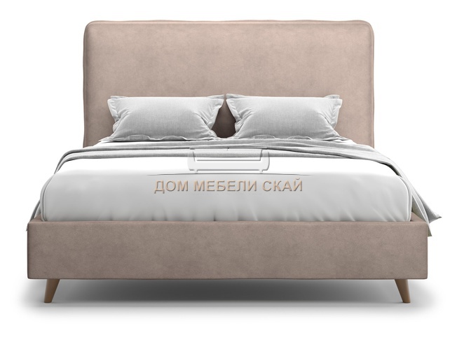 Кровать двуспальная 160x200 Brachano Lux, коричневый велюр velutto 22