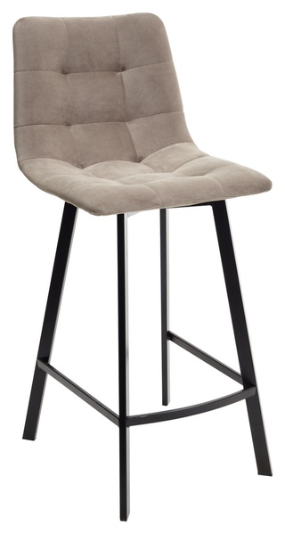 Полубарный стул CHILLI-QB SQUARE, велюр серо-бежевый латте #25/черный каркас