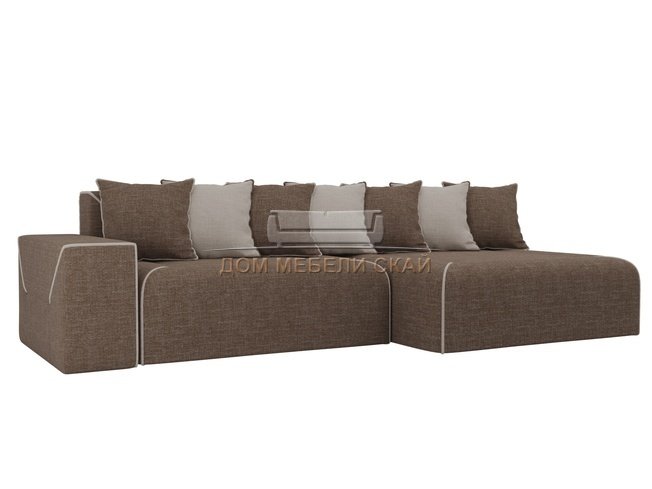 Угловой диван-кровать правый Кёльн, коричневый/бежевый/рогожка